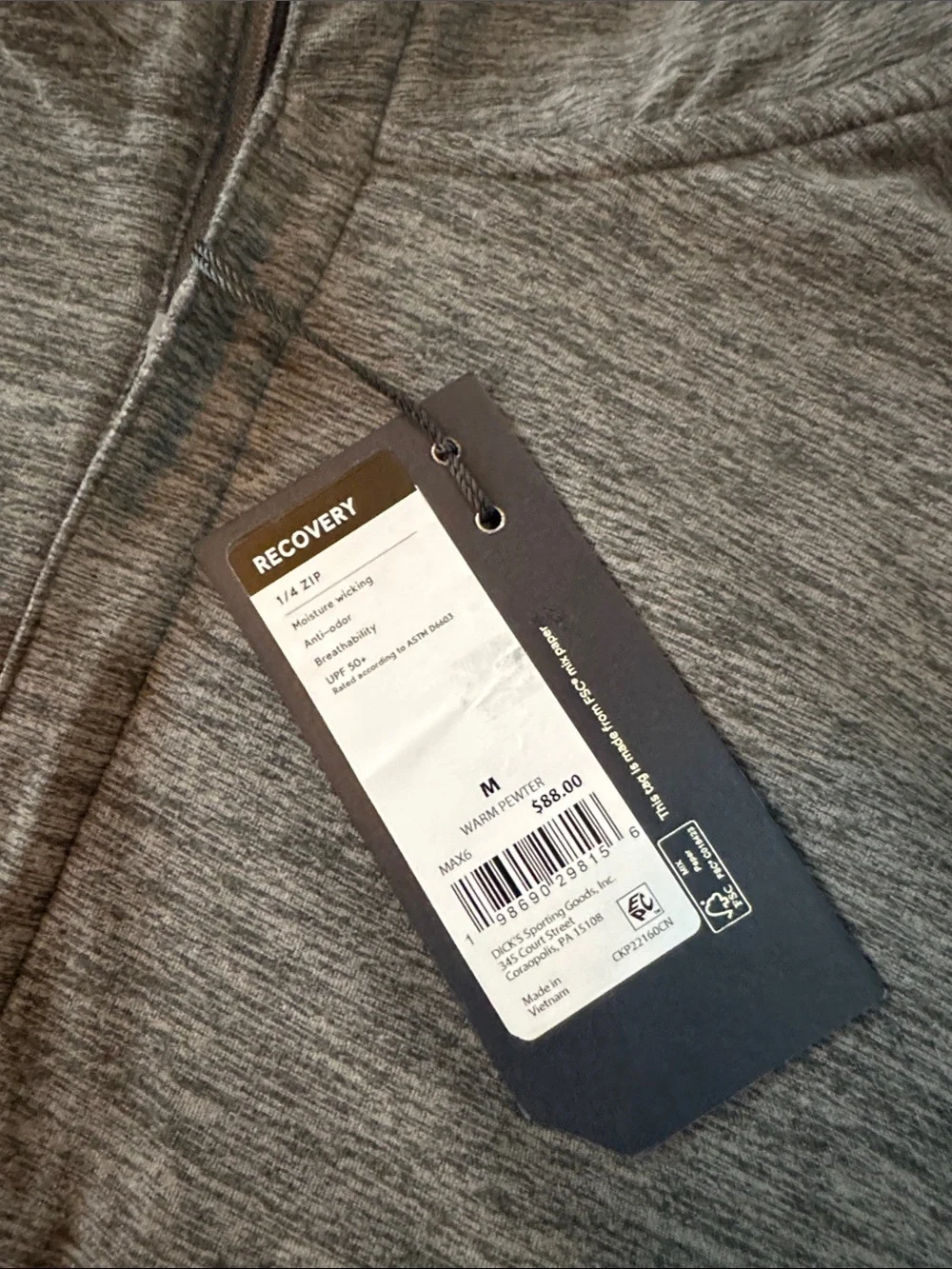 VRST Men's Heather Gray Quarter-Zip Performance Sweater